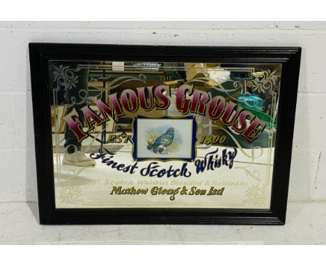 A vintage framed Famous Grouse Finest Scotch Whisky pub advertising mirror