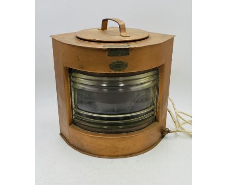 A vintage copper Griffiths & Sons Ltd (Birmingham) "Port" ships lantern, converted to electric (Patent No 546575)