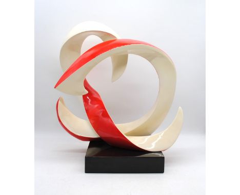 'Crossed Bands' modernist abstract art fibreglass sculpture by Martin Klein - length 53cm, height 57.5cm