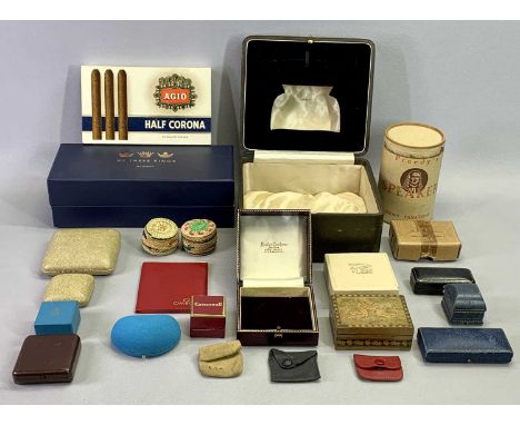 MIXED COLLECTION OF EMPTY BOODLE &amp; DUNTHORNE &amp; OTHER JEWELLERY BOXES, silver item box, vintage cigar boxes and other 