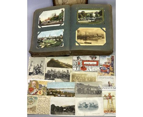 ANTIQUE VINTAGE POSTCARDS - an album of over 250 antique and vintage photographs, topographical, First World War, portrait, E