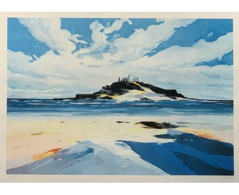 INDISTINCTLY SIGNED limited edition coloured print (62/400) - St Michael's Mount, signed and numbered in pencil, 57 x 70.5cms