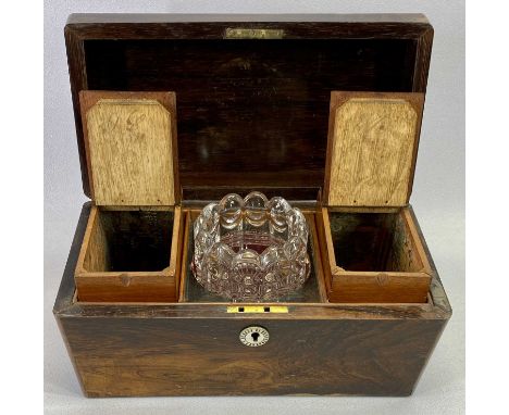 VICTORIAN ROSEWOOD SARCOPHAGUS FORM DOUBLE TEA CADDY - interior fitted with two compartments with lift-up lids and with glass