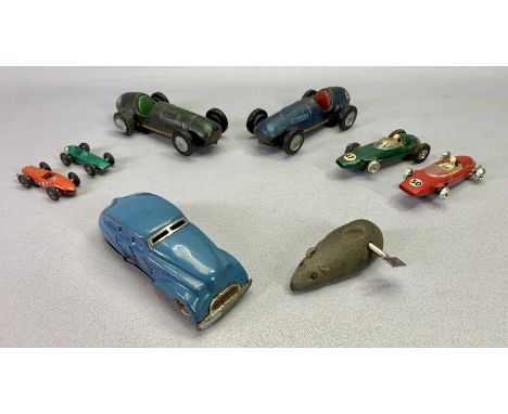 EARLY SCALEXTRIC RACING CARS (2) - Blue No 9 and Green No 3, two Play Craft slot racing cars, BRM and Ferrari Formula One, vi