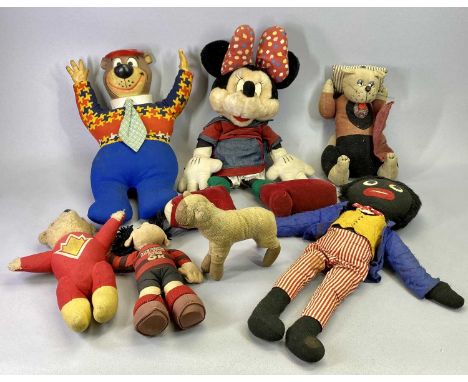 VINTAGE SOFT TOYS - Globo Minnie Mouse Made in Italy, 50cms H, Dennis the Menace, 27cms H, Yogi Bear with plastic head and ha