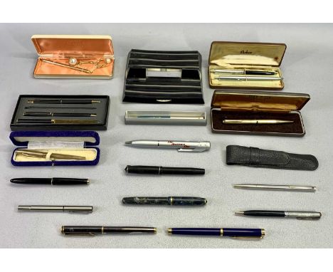 VINTAGE &amp; LATER FOUNTAIN PENS, BALLPOINT PENS &amp; ASSOCIATED ITEMS to include two modern Waterman fountain pens, one in