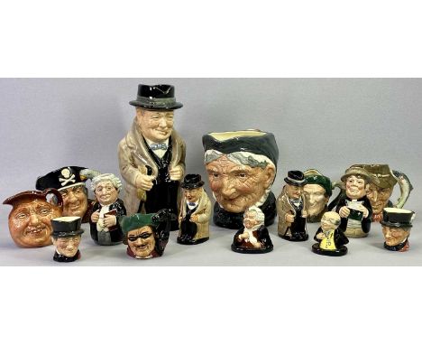 ROYAL DOULTON TOBY &amp; CHARACTER JUGS - 15 various including Winston Churchill, Granny D5521 and The Poacher D6464