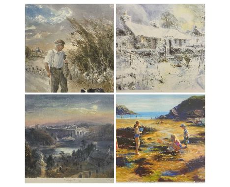 WELSH ARTISTS - KEITH ANDREW (3) - 1. Limited edition print (56/350) - farmer with sheepdog, titled 'Twm a Meg', signed in pe