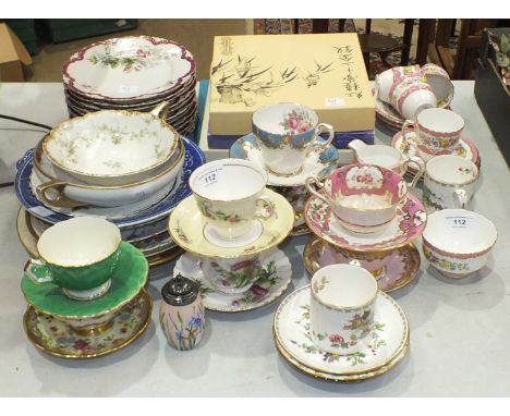 A collection of decorative ceramic plates, various tea ware, etc. 