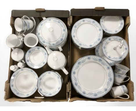 A large quantity of Noritake blue hill tea and dinner porcelain. (2 boxes)
