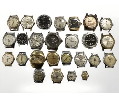 A collection of vintage and later watch movements including Tissot, Prim, Oris, Roamer, etc. 