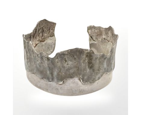 A textured silver expansion cuff bangle, diameter 65 mm. CONDITION REPORT: 43g.