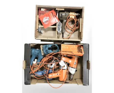 Black and Decker power tools and a Nutool drill press (2 boxes) 
