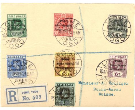 Stamps - Togo - Fine used cover Anglo - French occupation overprint set 1/2 d - 1/-. Scarce Cover. (1 Item)