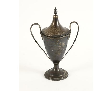 Silver trophy cup and cover, Birmingham 1910, 5ozt 156gm  Sold on behalf of Oxfam
