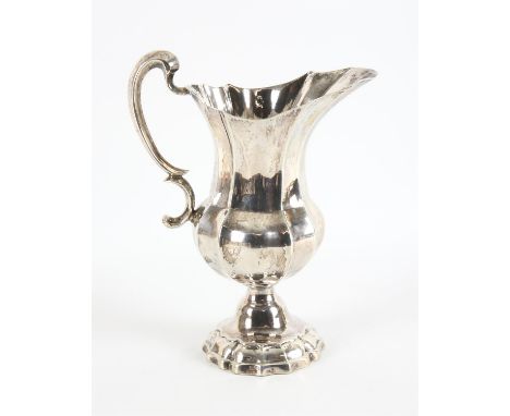 Italian 800 standard fluted silver jug with scroll handle, makers mark FTA 518gm 