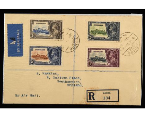 Stamps - Nyasaland 1933 Silver Jubilee Set on registered cover (Zomba). (1 item)