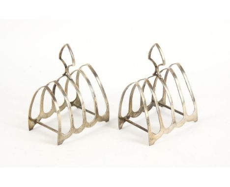 Pair of silver "Gothic Arch" four division toast racks by William Hutton & Sons Ltd, Sheffield 1927 4ozt 129gm