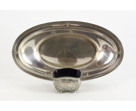 American oval silver dish by Whiting Manufacturing Company silver dish marked sterling and an Irish silver mustard with blue 