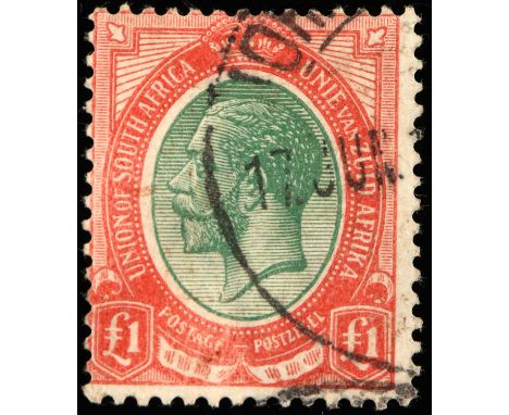 Stamps - South Africa - 1913 - 1914 George V £1 SG 17. Used. (1 Item)