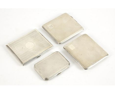 Four engine turned silver cigarette cases, various dates and makers 14ozt 443gm