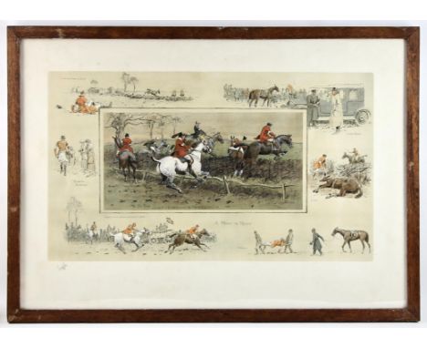 'Snaffles' (Charles Johnson Payne 1884-1967), ''A Point to Point'', colour print, signed in pencil lower left, 53 x 75cm. Fra