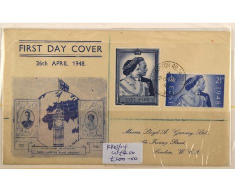 Stamps - Great Britain - 1948 Silver Wedding pair on scarce illustrated first day cover, on Stanley Gibbons card. (1 Item)