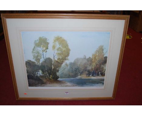 William Russell Flint (1880-1964) - River landscape, lithograph, signed in pencil to the margin, 48 x 66cm