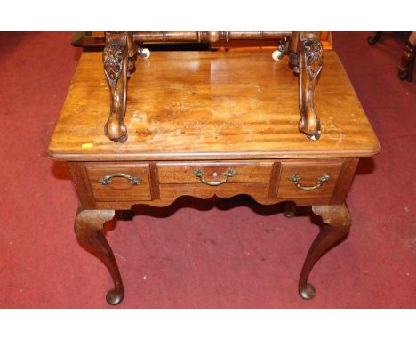 A 19th century mahogany three drawer lowboy, width 81.5cmCondition report: Sits good and strong.Top with some patches of disc