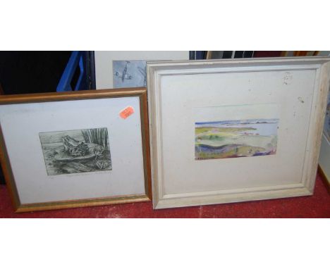 Two boxes of assorted pictures and prints, to include USAAF interest 