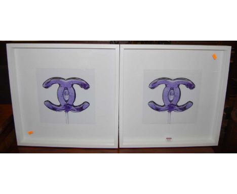 Coco Chanel - pair of prints, each 28 x 29cm, and in glazed box frames