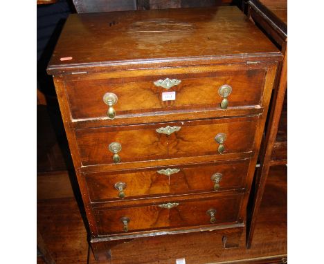An early Georgian style figured walnut and cross banded bachelor's chest of four drawers, width 53cm, together with a 19th ce