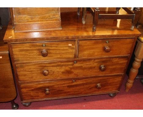 A 19th century mahogany chest of two short over two long drawers, width 111cm