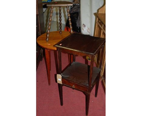 A mahogany gentleman's washstand, w.40cm, together with a bobbin turned footstool and a circular occasional table (3)