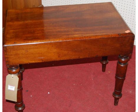 A Victorian mahogany commode stool, on ring turned legs, w.57cm