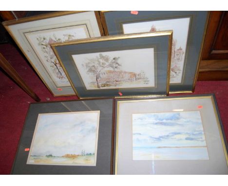 Sylvia Horder- Landscape watercolours; together with other furnishings pictures and prints (9)