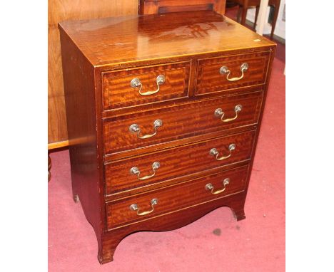 A mahogany and crossbanded small square chest of drawers, w.61cmCondition report: Colour is good and strong.Some very light m
