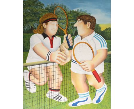 Beryl Cook 'Tennis' limited edition print signed 255/300, unmounted, not framed, 86cm x 68cm.