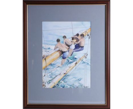 Reg. Wilkinson, 'Hands Lay Aloft - Make Sail!', watercolour, signed December 1996, framed and glazed, 33cm x 24cm.