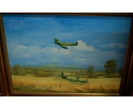 Assorted contemporary oils and a walnut framed wall mirror in the Chippendale style etc 