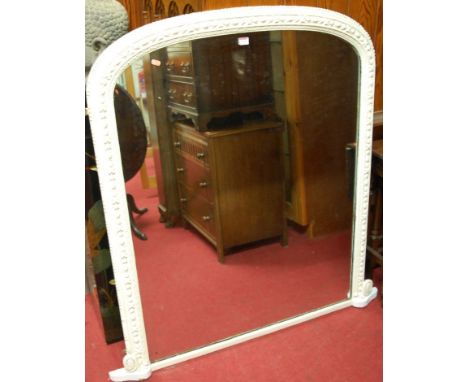 A Victorian later white painted and gesso moulded arched overmantel mirror, 132 x 127cm   Condition Report / Extra Informatio