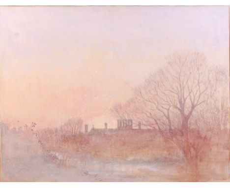 William Edward Ware (1915-1999) - A Winter Landscape at Sunset, oil on canvas, signed lower right, 85 x 111cm    Condition Re