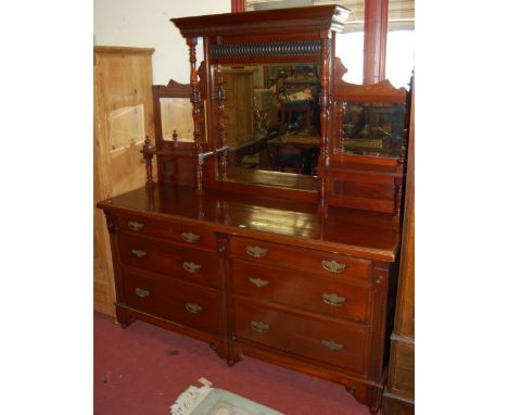 A large late Victorian walnut mirror back sideboard, w.178cm 