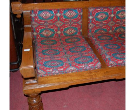 A contemporary Indian teak three seater sofa, width 182cm