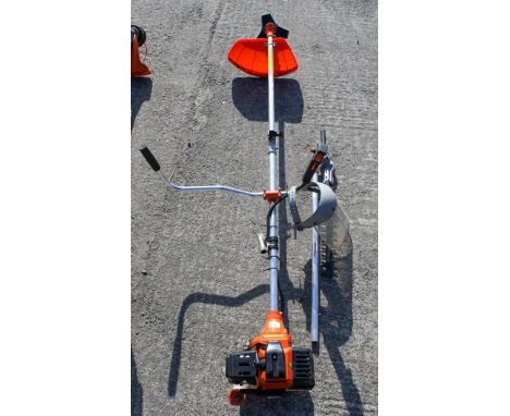 A Parker petrol Strimmer-trimmer. Model PGBC-5200, 52cc petrol engine at 7500rpm, L107cm, with a protection maskAll items in 
