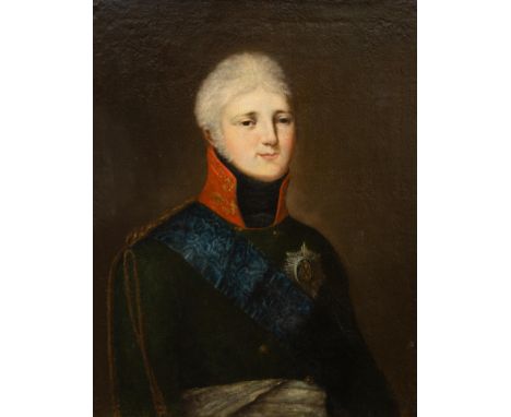 Russische school, 19e eeuw Portret van Alexander I doek, 72 x 58 cm. [1] Russian School, 19th century; portrait of Alexander 