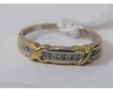 18ct YELLOW GOLD 9 STONE DIAMOND ETERNITY STYLE RING, size J/K 