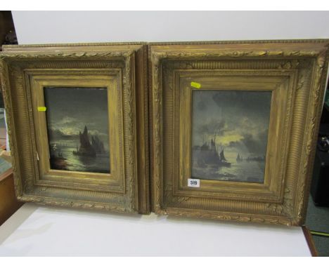 W. A. THORNBERY, pair of signed oils on board "Harbour under Moonlight", 24cm x 18cm 519 - one in good condition with no visi