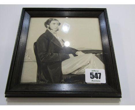 VICTORIAN PORTRAIT, 19th century watercolour portrait of seated gentleman - Colonel Thomas Young - with inscription to revers