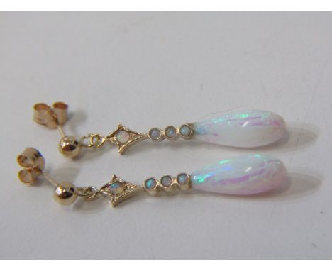 PAIR OF 9ct YELLOW GOLD OPAL DROP STYLE EARRINGS 